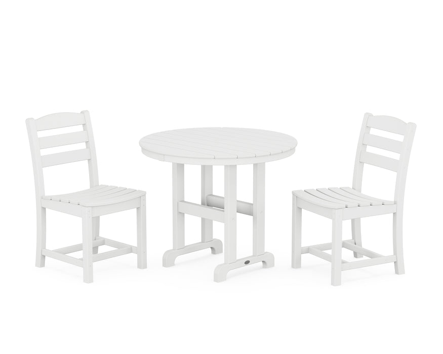 POLYWOOD La Casa Cafe Side Chair 3-Piece Round Dining Set in White