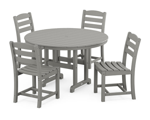 POLYWOOD La Casa Cafe Side Chair 5-Piece Round Farmhouse Dining Set in Slate Grey image