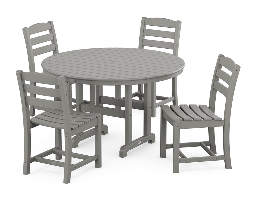 POLYWOOD La Casa Cafe Side Chair 5-Piece Round Farmhouse Dining Set in Slate Grey image