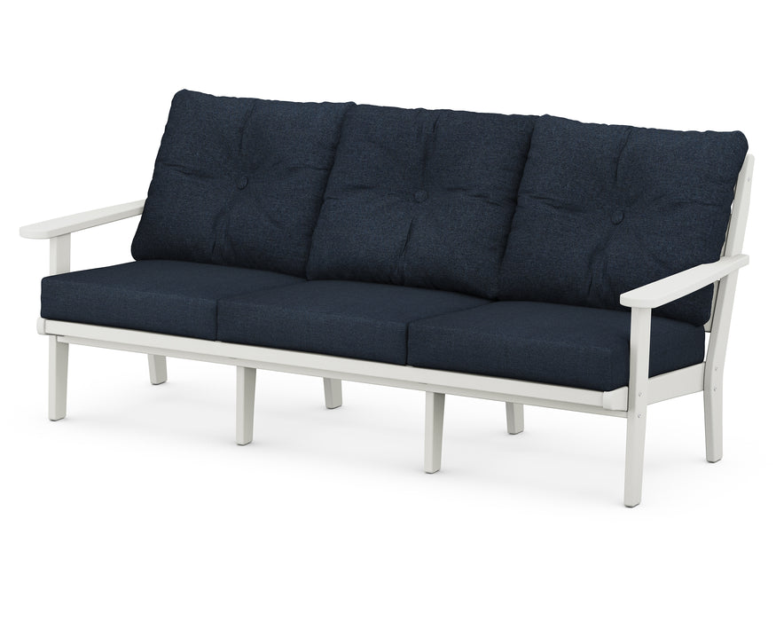POLYWOOD Lakeside Deep Seating Sofa in Vintage White / Marine Indigo