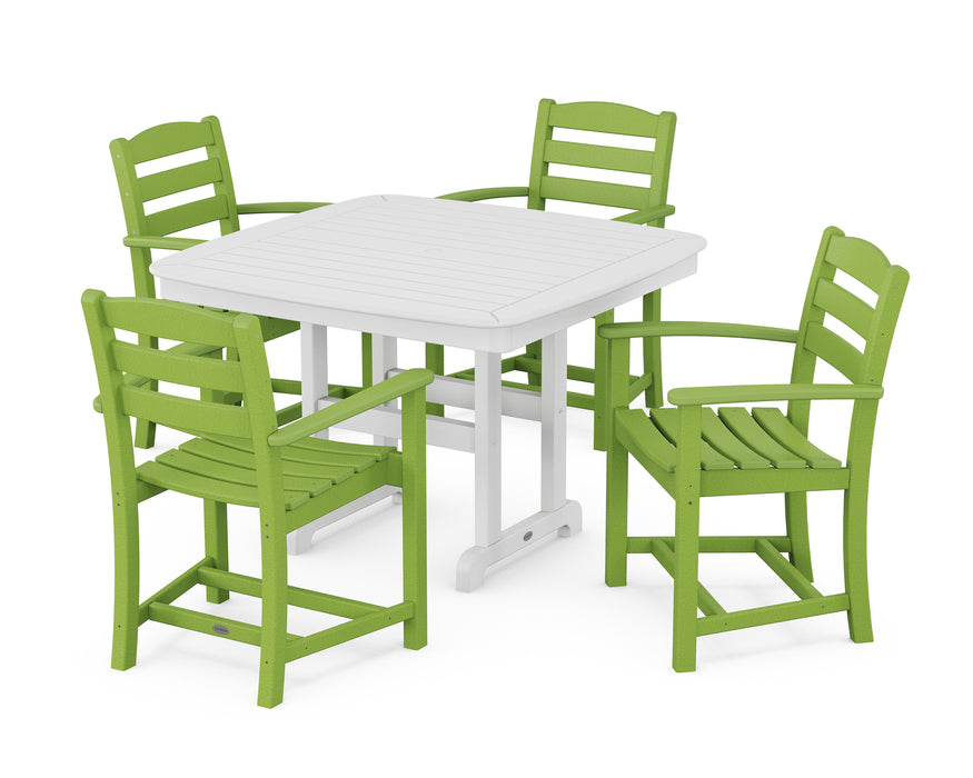 POLYWOOD La Casa Cafe 5-Piece Dining Set with Trestle Legs in Lime / White