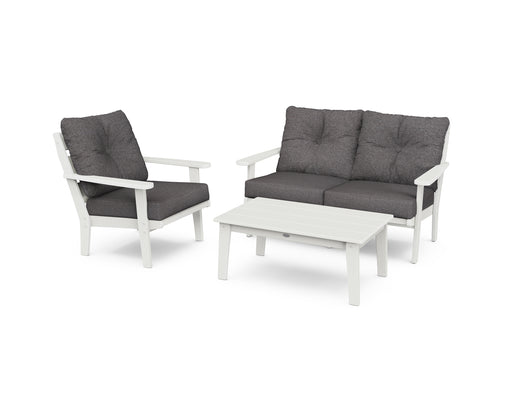 POLYWOOD Lakeside 3-Piece Deep Seating Set in Vintage White / Ash Charcoal image