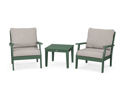 POLYWOOD Braxton 3-Piece Deep Seating Set in Green / Weathered Tweed image