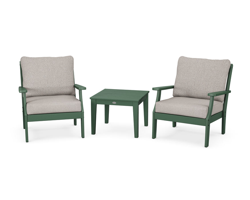 POLYWOOD Braxton 3-Piece Deep Seating Set in Green / Weathered Tweed image