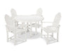 POLYWOOD Classic Adirondack 5-Piece Round Farmhouse Dining Set in White image