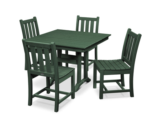 POLYWOOD Traditional Garden 5-Piece Farmhouse Trestle Dining Set in Green image