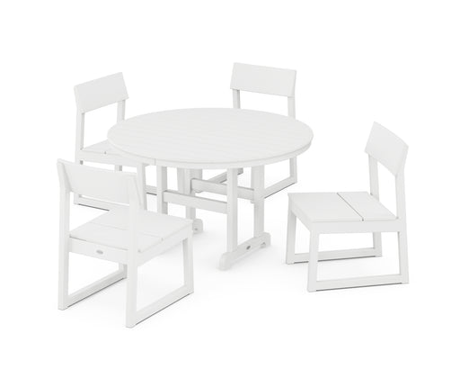 POLYWOOD EDGE Side Chair 5-Piece Round Farmhouse Dining Set in White image