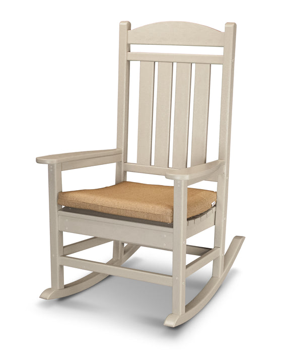 POLYWOOD Presidential Rocker with Seat Cushion in Sand / Sesame