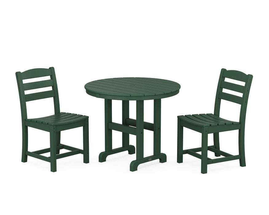 POLYWOOD La Casa Cafe Side Chair 3-Piece Round Dining Set in Green