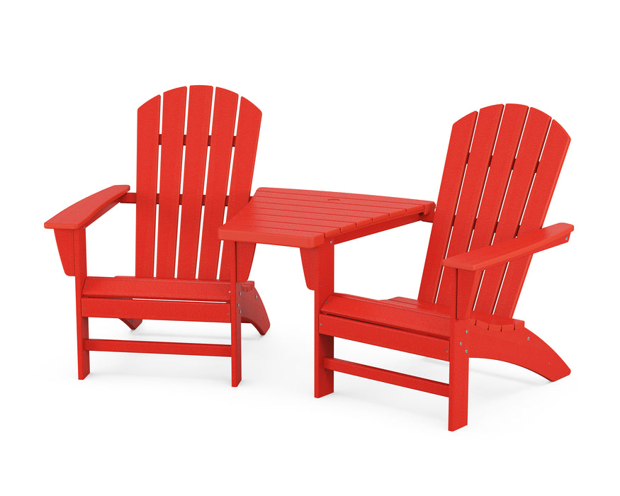 POLYWOOD Nautical 3-Piece Adirondack Set with Angled Connecting Table in Sunset Red image