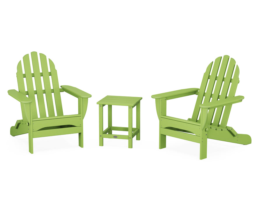 POLYWOOD Classic Folding Adirondack 3-Piece Set with Long Island 18" Side Table in Lime image