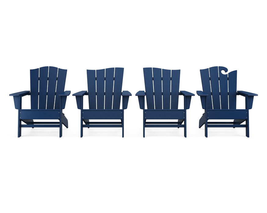 POLYWOOD Wave Collection 4-Piece Adirondack Chair Set in Navy