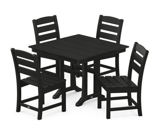 POLYWOOD Lakeside 5-Piece Farmhouse Trestle Side Chair Dining Set in Black image