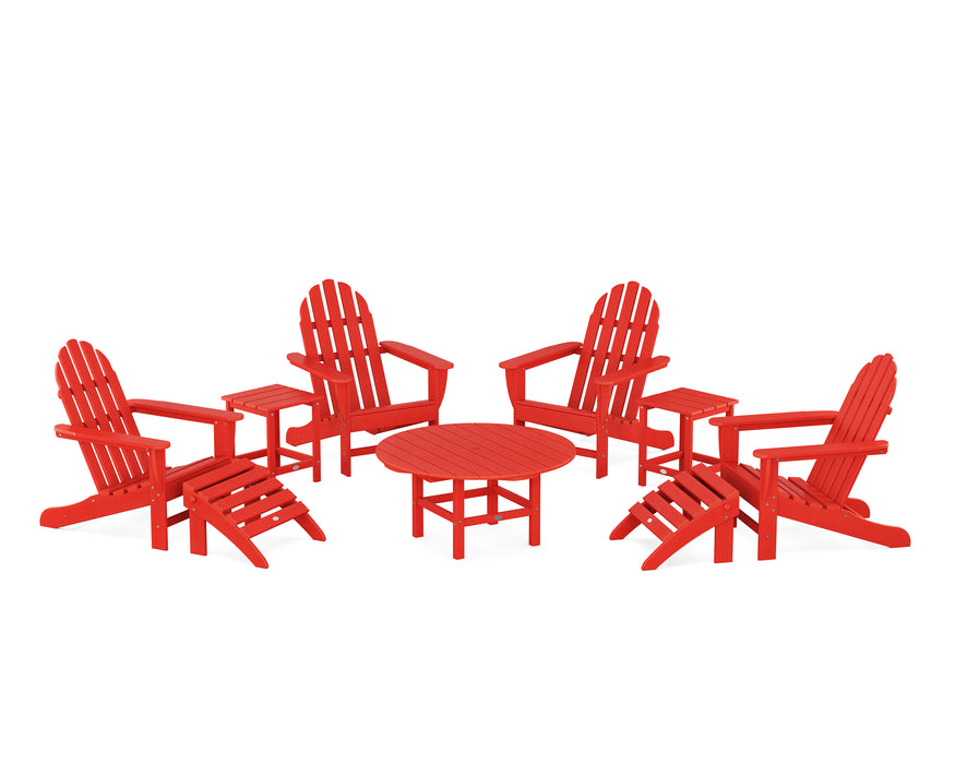 POLYWOOD Classic Adirondack Chair 9-Piece Conversation Set in Sunset Red image