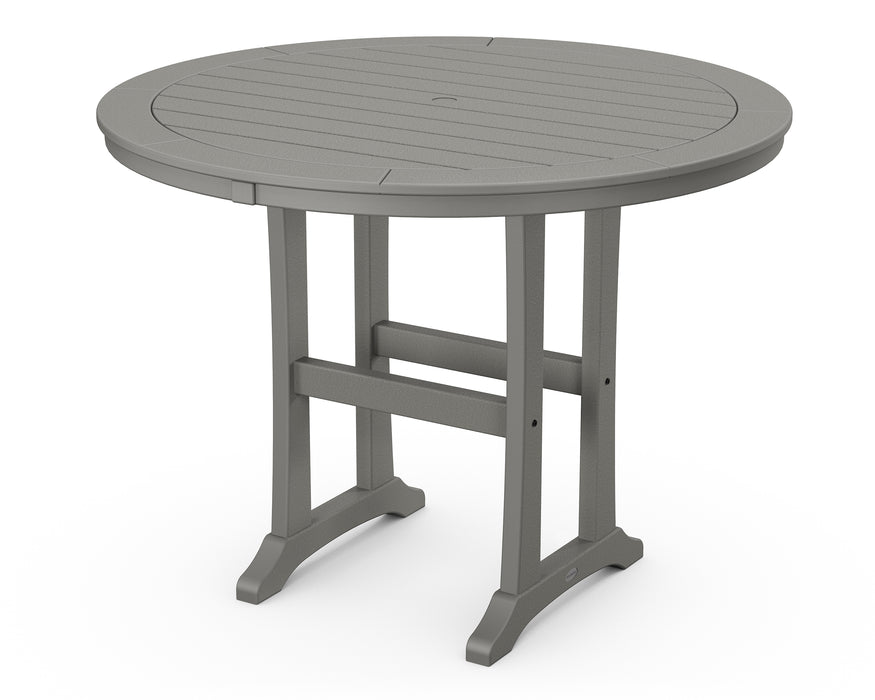 POLYWOOD Nautical Trestle 48" Round Counter Table in Slate Grey image