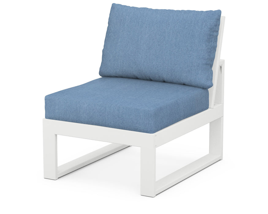 POLYWOOD Modular Armless Chair in White / Sky Blue image