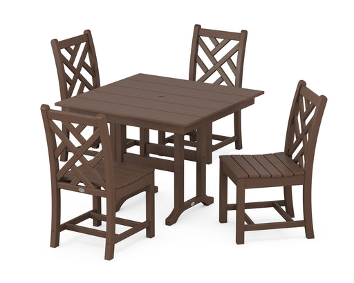 POLYWOOD Chippendale Side Chair 5-Piece Farmhouse Dining Set in Mahogany image