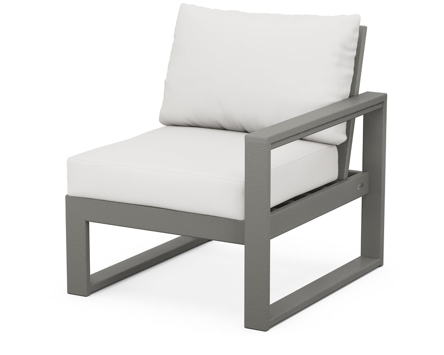 POLYWOOD EDGE Modular Right Arm Chair in Slate Grey / Natural Linen