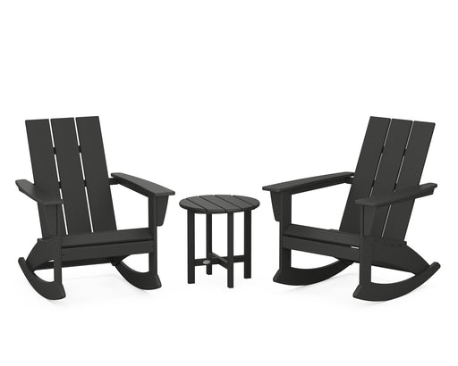 POLYWOOD Modern 3-Piece Adirondack Rocking Chair Set in Black image