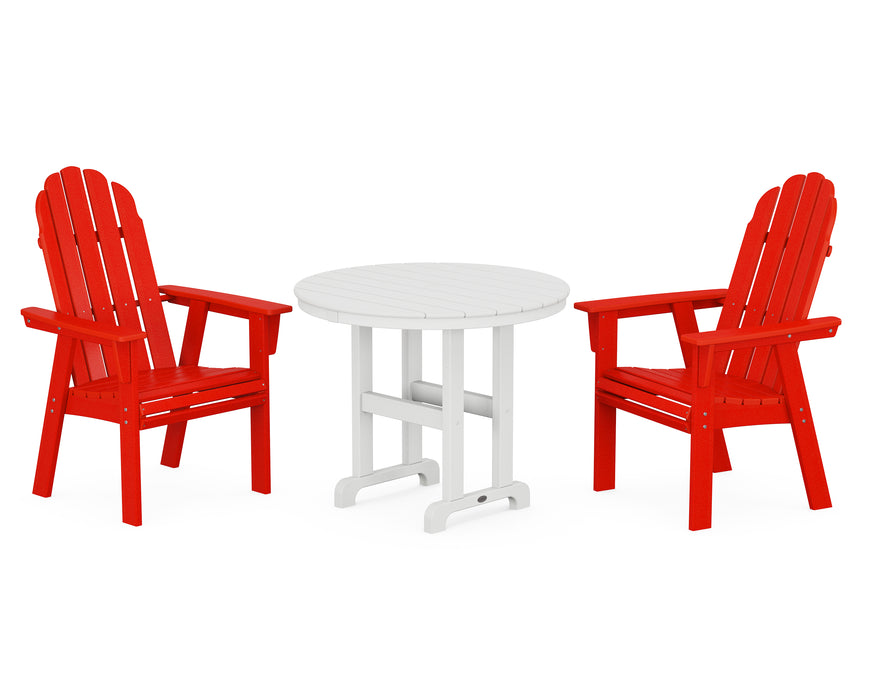 POLYWOOD Vineyard Adirondack 3-Piece Round Dining Set in Sunset Red