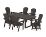 POLYWOOD Nautical Curveback Adirondack Swivel Chair 7-Piece Dining Set in Vintage Coffee image