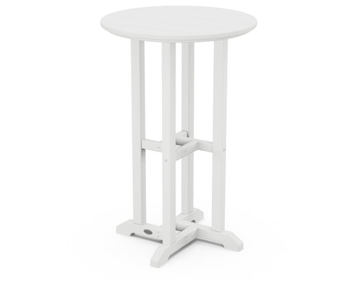 POLYWOOD 24" Round  Farmhouse Counter Bistro Table in White / White image