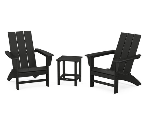 POLYWOOD Modern 3-Piece Adirondack Set with Long Island 18" Side Table in Black image