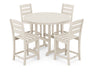 POLYWOOD Lakeside 5-Piece Farmhouse Round Side Chair Counter  Set in Sand image