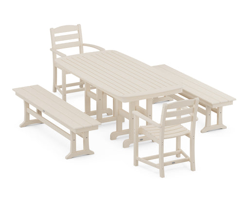 POLYWOOD La Casa Cafe 5-Piece Dining Set with Benches in Sand image