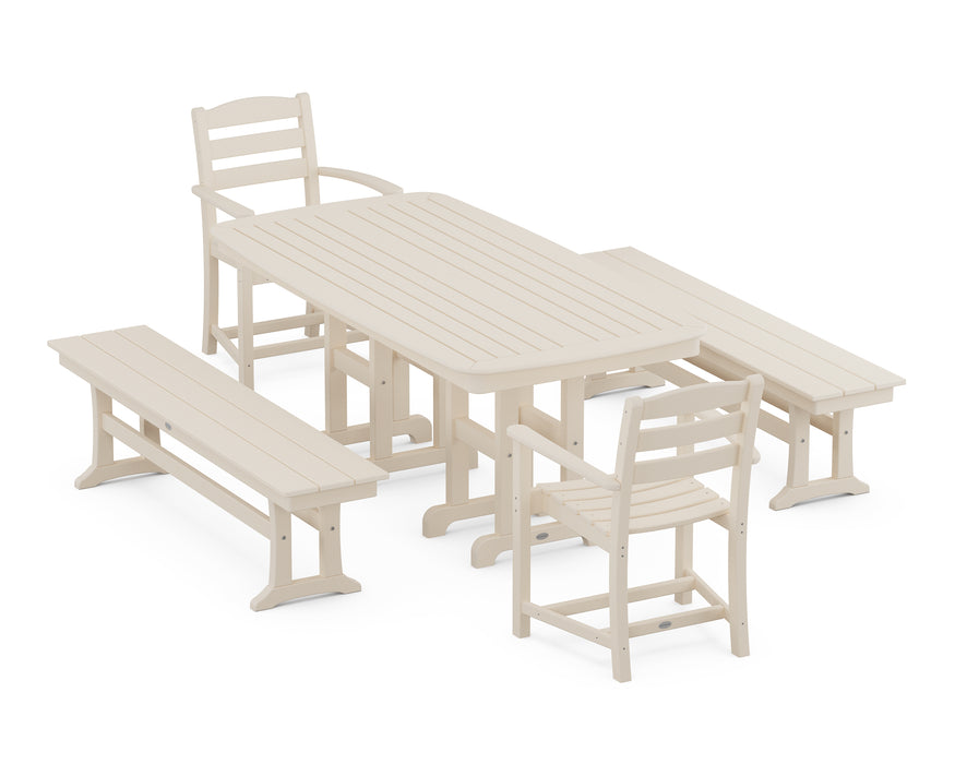 POLYWOOD La Casa Cafe 5-Piece Dining Set with Benches in Sand image