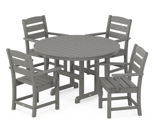 POLYWOOD Lakeside 5-Piece Round Farmhouse Dining Set in Slate Grey image