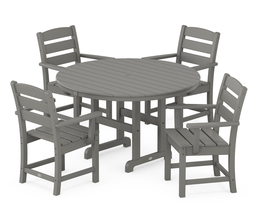 POLYWOOD Lakeside 5-Piece Round Farmhouse Dining Set in Slate Grey