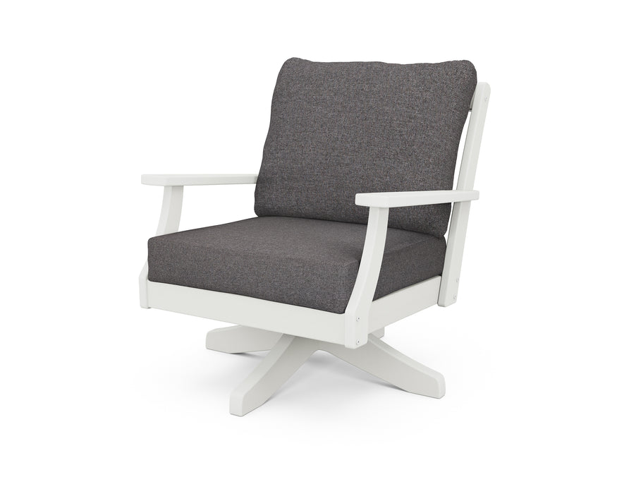 POLYWOOD Braxton Deep Seating Swivel Chair in Vintage White / Ash Charcoal