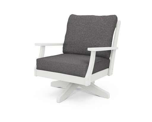 POLYWOOD Braxton Deep Seating Swivel Chair in Vintage White / Ash Charcoal image