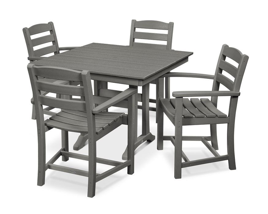 POLYWOOD La Casa Cafe 5-Piece Farmhouse Trestle Arm Chair Dining Set in Slate Grey
