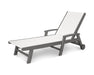 POLYWOOD Coastal Chaise with Wheels in Slate Grey / White Sling image