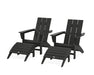 POLYWOOD Modern Adirondack Chair 4-Piece Set with Ottomans in Black image