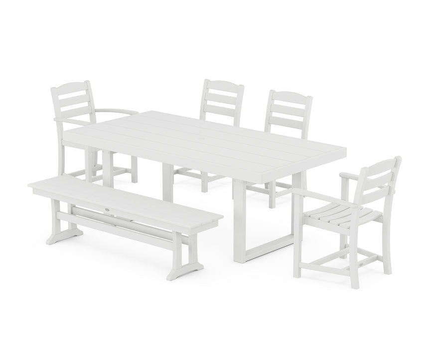 POLYWOOD La Casa Cafe 6-Piece Dining Set with Bench in White