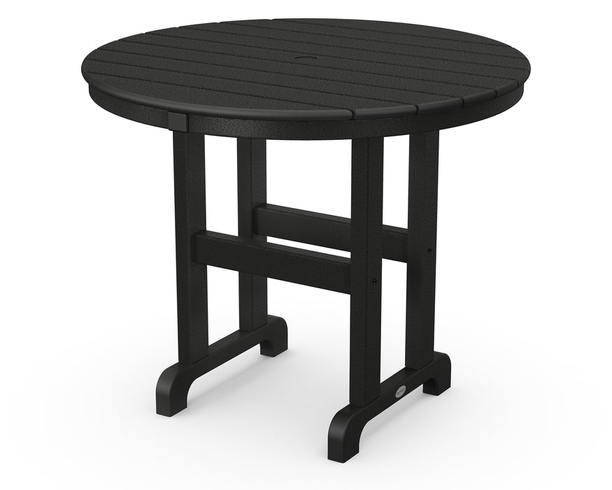 POLYWOOD 36" Round Farmhouse Dining Table in Black image