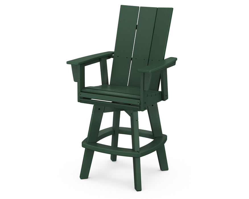 POLYWOOD Modern Curveback Adirondack Swivel Bar Chair in Green image