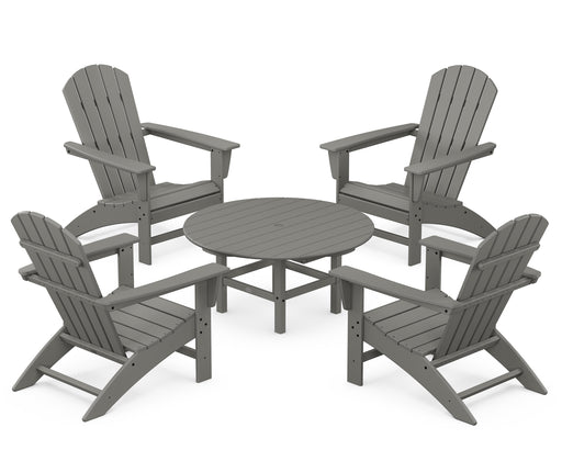 POLYWOOD Nautical 5-Piece Adirondack Chair Conversation Set in Slate Grey image