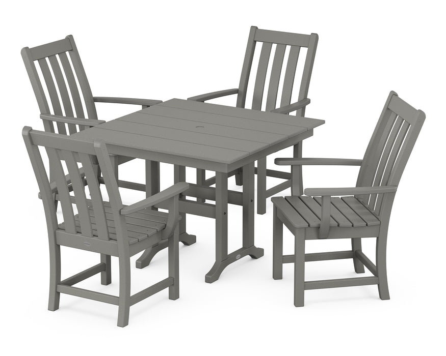 POLYWOOD Vineyard 5-Piece Farmhouse Dining Set in Slate Grey