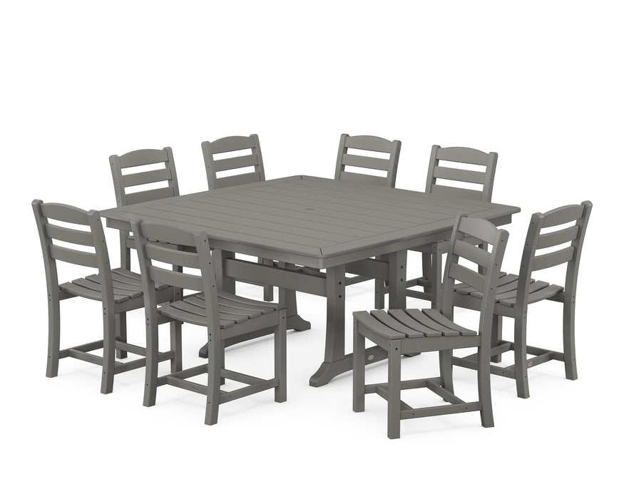 POLYWOOD La Casa Cafe 9-Piece Nautical Trestle Dining Set in Slate Grey image