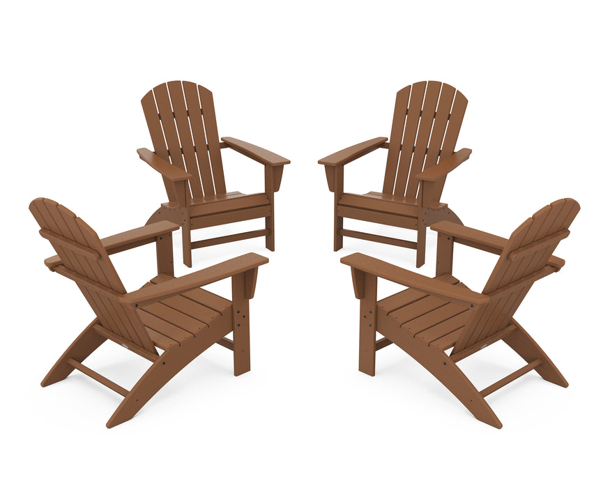 POLYWOOD Nautical 4-Piece Adirondack Conversation Set in Teak