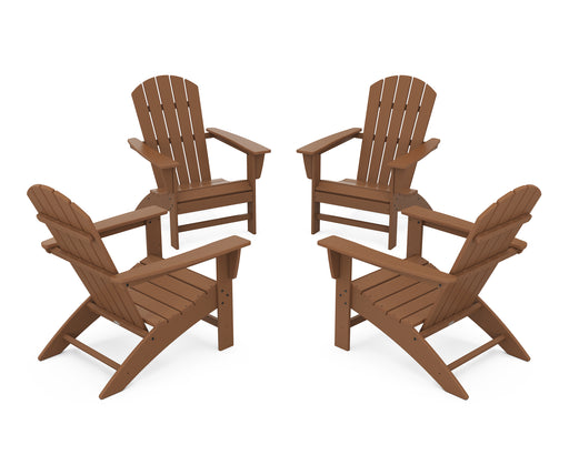 POLYWOOD Nautical 4-Piece Adirondack Conversation Set in Teak image