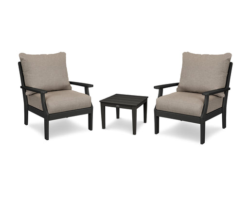 POLYWOOD Braxton 3-Piece Deep Seating Set in Black / Sancy Shale image