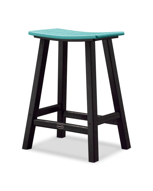 POLYWOOD Contempo 24" Saddle Counter Stool in Black / Aruba image