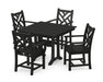 POLYWOOD Chippendale 5-Piece Farmhouse Trestle Arm Chair Dining Set in Black image