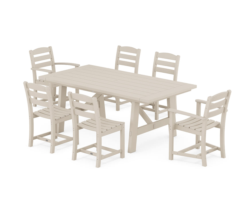 POLYWOOD La Casa Cafe 7-Piece Rustic Farmhouse Dining Set in Sand