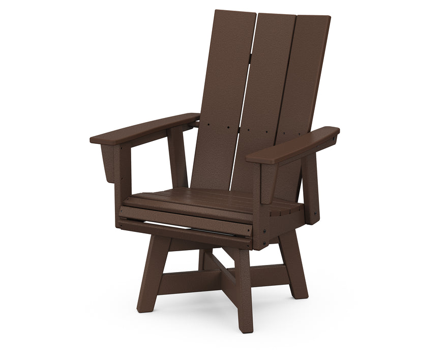 POLYWOOD Modern Curveback Upright Adirondack Swivel Chair in Mahogany